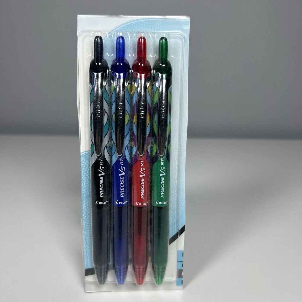 Made In Japan Pilot Precise V5 Premium Roller Pen X-Fine 4 Pk Retractable Deco
